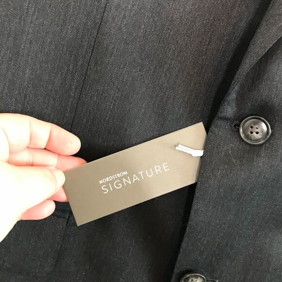 Nordstrom Signature Traditional Fit Mens Blazer Mens 42R Charcoal Gray NEW Wool - Picture 6 of 8